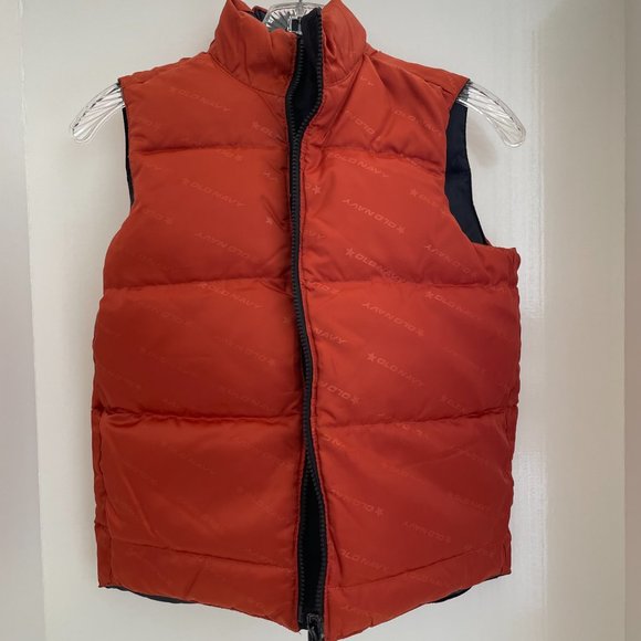 Old Navy Reversible Quilted Puffer Vest Blue Orange Boys Small - Picture 3 of 11